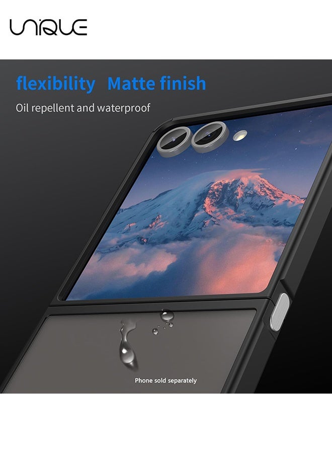 Unique Compatible with Samsung Galaxy Z Flip 7 Case - Translucent Frosted Phone Case - PC Durable Phone Protector - TPU Shockproof Protective Case - Black - Image 5